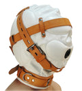 Total Sensory Deprivation White Leather Hood, Medium/Large