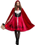 Colorful House Red Little Riding Hood Costume For Women, Christmas Halloween Party Dress with Cape Adult Role-Playing(Small)