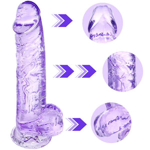 Purple Suction Cup Dildo - 8.2 '' Realistic Dildo, Large Adult Sex Toy with Suction Cup, Suitable for Women/Men/Gay, with Curved