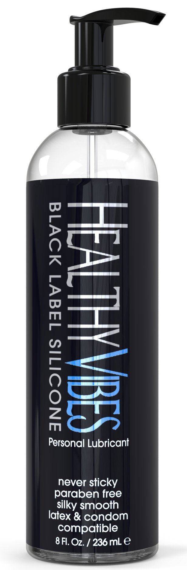 Premium Silicone Sex Lubricant By Healthy Vibes, 8 Oz Longest Lasting Personal Lube [Sensitive Skin On Women, Men, And Couples] Intimate Black Label | Paraben & Glycerin Free