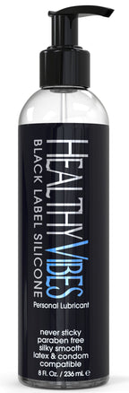 Premium Silicone Sex Lubricant By Healthy Vibes, 8 Oz Longest Lasting Personal Lube [Sensitive Skin On Women, Men, And Couples] Intimate Black Label | Paraben & Glycerin Free