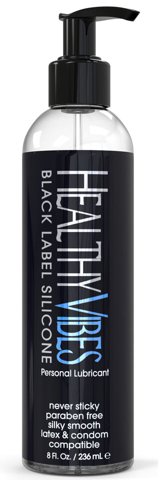 Premium Silicone Sex Lubricant By Healthy Vibes, 8 Oz Longest Lasting Personal Lube [Sensitive Skin On Women, Men, And Couples] Intimate Black Label | Paraben & Glycerin Free