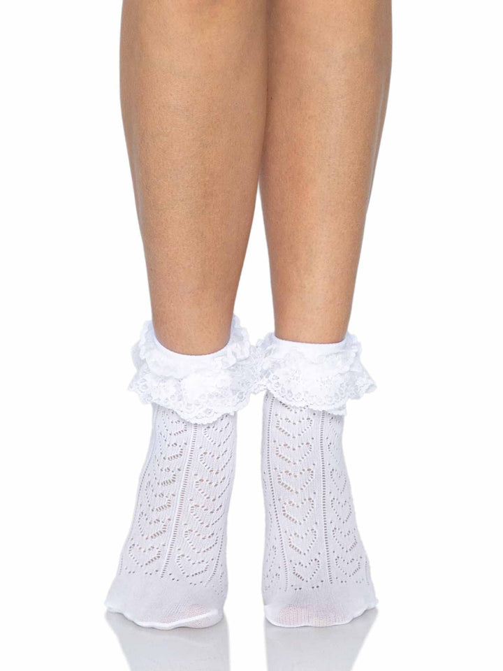 Crochet Heart Lace Top Anklet