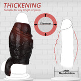 Thicker Wide Hollow Penis Sleeve Cuff,Silicone Soft Men Penis Extender with Cock Ring,Black Elastic Penis Enlarge Prolong Pump,