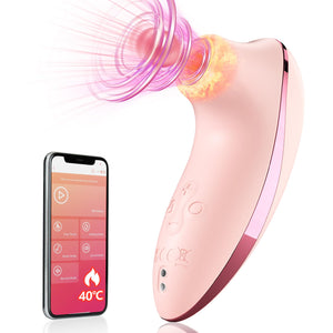 Sucking Vibrator Adult Sex Toys - Heating Pulse Pure Sucker APP Remote Clitoral Vibrator with 5 * 5 Suction, Clitoris Nipple Sti