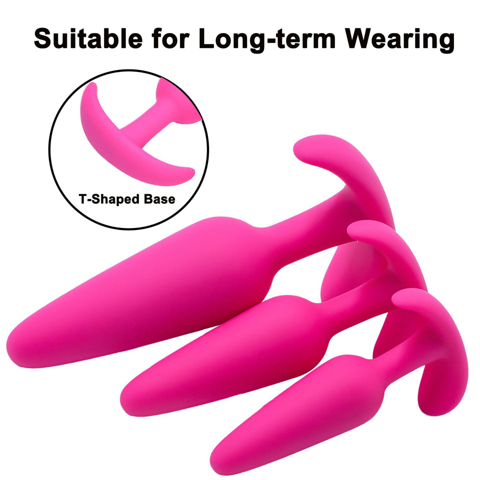 Anal Butt Plug for Comfortable Long-Term Wear 3Pcs Silicone Sex Toys with Flared Base Anal Butt Trainer Kit for Beginners Advanc