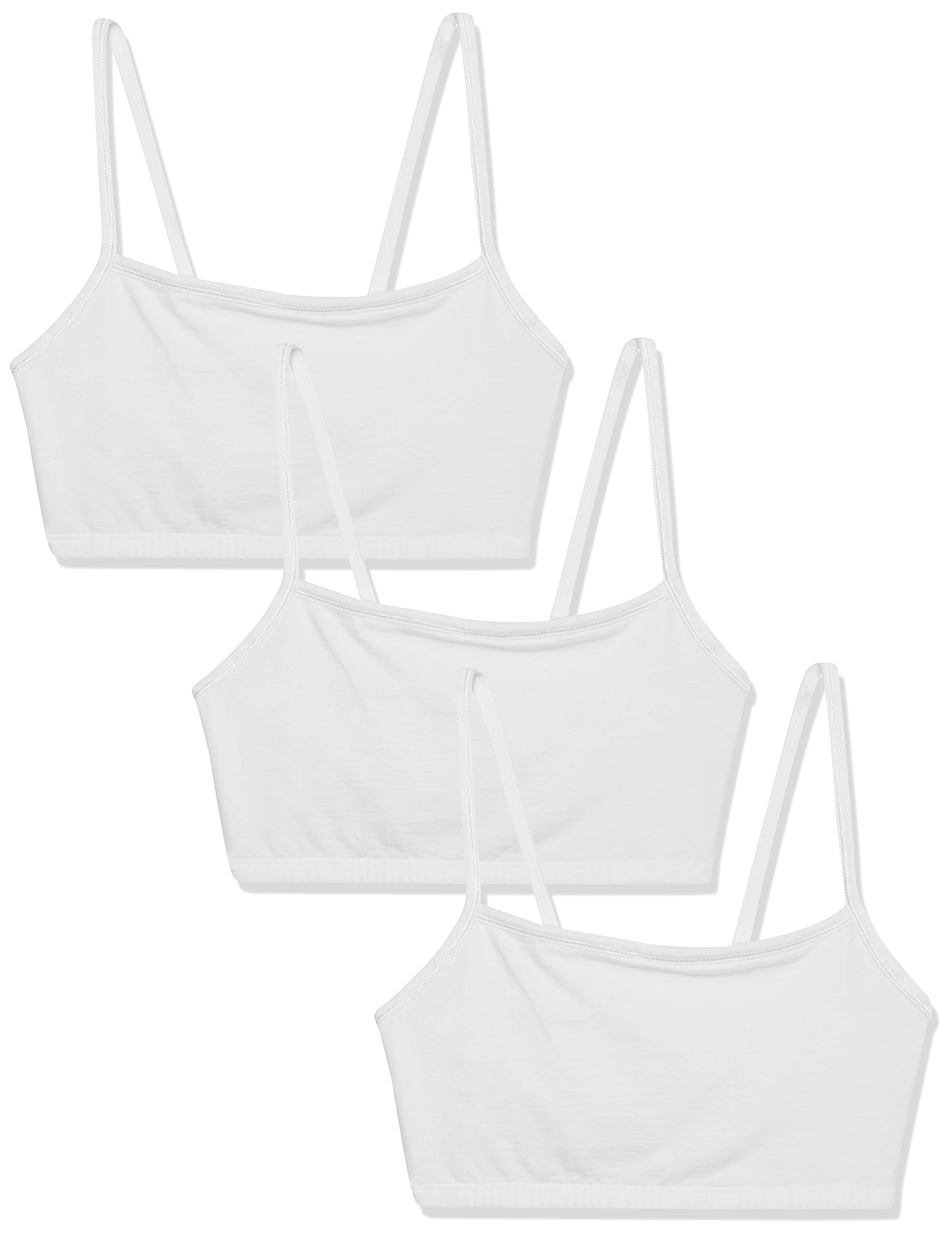 Fruit of The Loom Womens Spaghetti Strap Cotton Pull Over 3 Pack Sports Bra, White/White/White, 42