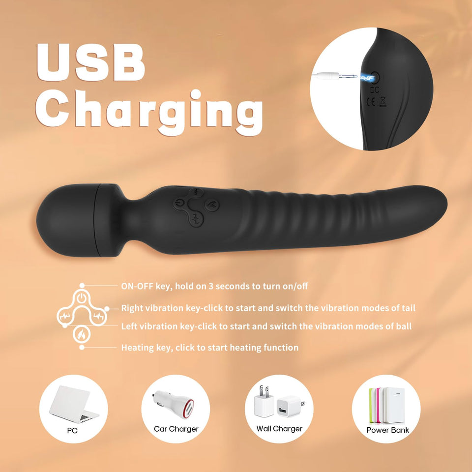 G Spot Vibrator, Vibrator Wand Clitoral Stimulator with Heating Function and Mini Vibrating Ball for Clitoris, G-spot Stimulatio