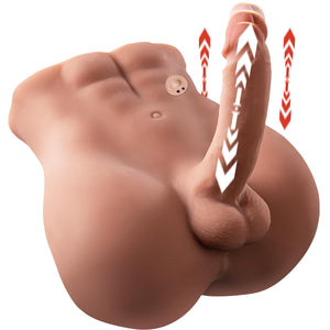 AUSLOVE Male Sex Doll for Women with 7.1in Telescoping Huge Dildo, 11.5LB Realistic Torso Sex Dolls for Men with Tight Anal, 2 i