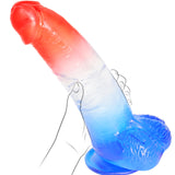Huge Thick Clear Dildo 2.38 '' Diameter 1 '' Long, XL Big Fat G Spot Anal Dildos with Strong Suction Cup, Red Blue Jelly Soft Re