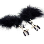 Dark Amour BDSM Feather Nipple Clamps - Men Women Couples Sex Toy - Kinky Bondage Play - Used for Clamp or Tickler -Dominant & S