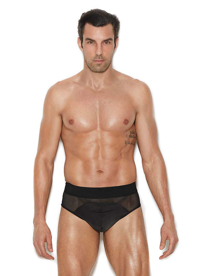 Elegant Moments Mens Mesh And Lycra Black Jock Strap Underwear Brief Large Xl