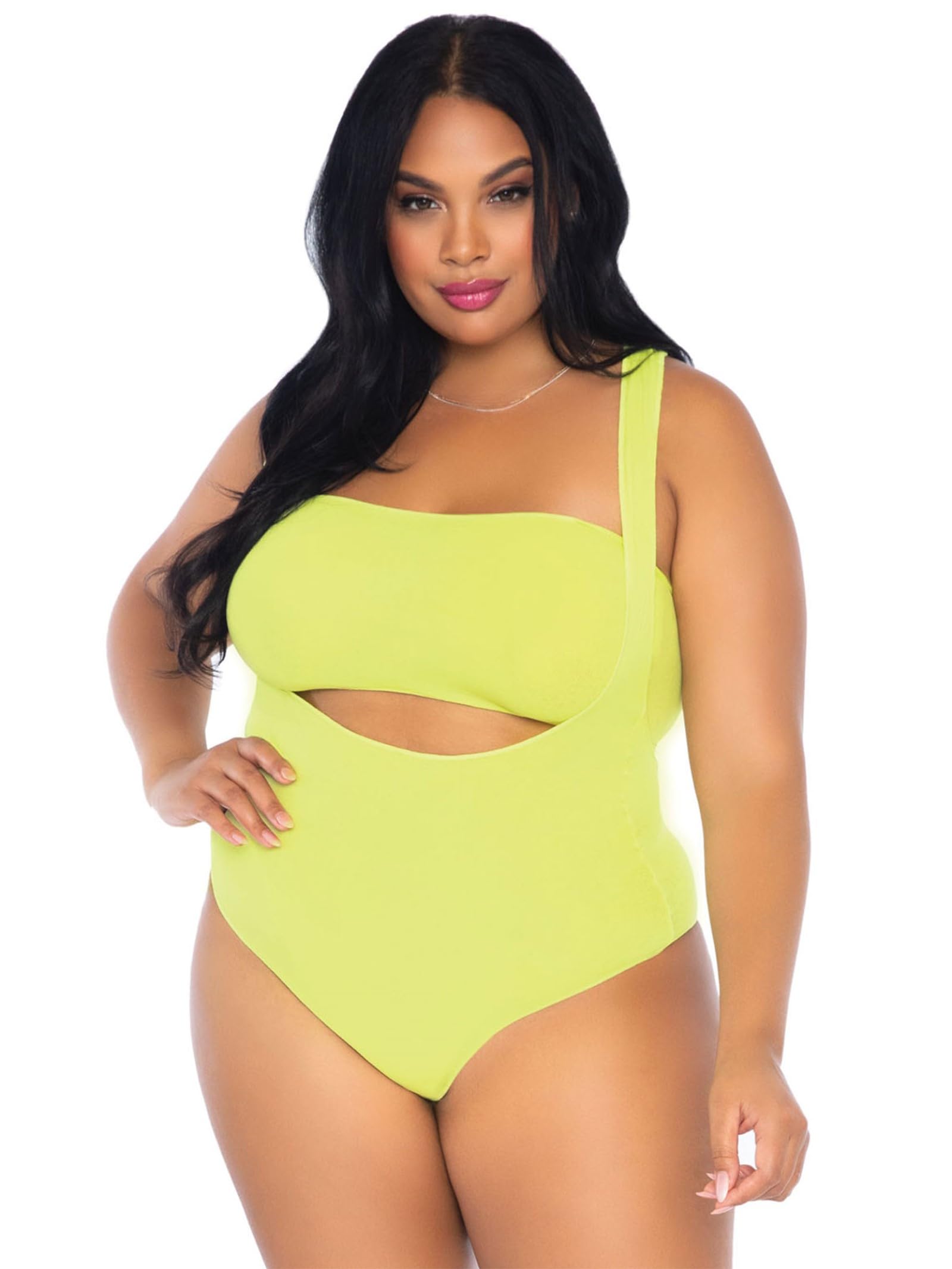 2 Pc Opaque Bandeau And Suspen - 1X-2X / Neon Yello