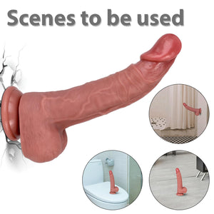 9.05 Inches Huge Flesh Lifelike Dildo - Realistic Skin Texture, Thick Liquid Silicone with Powerful Suction Cup - Adult Sex Toys