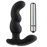 (D) Prostate Pro Soft Angled T Prostate Anal Massager Black W/C Rings