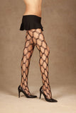 Elegant Moments Womens Seamless Triple Diamond Net Pantyhose, Black, One Size