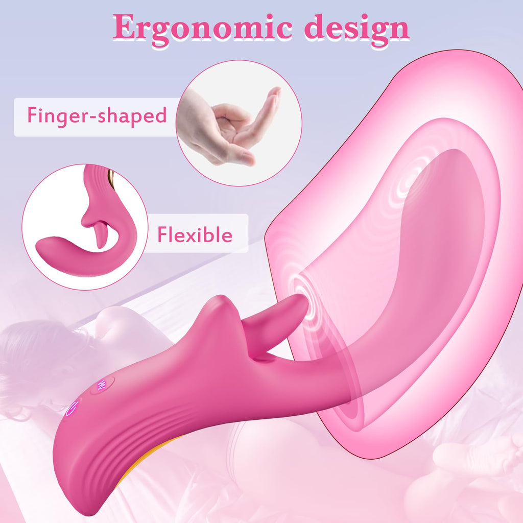 Womens Sex Toy Dildo Vibrator, G Spot Vibrator Lip Tongue Licker Rotating for female Clitoral Vagina Anal Sex, 5 Licking & Vibra