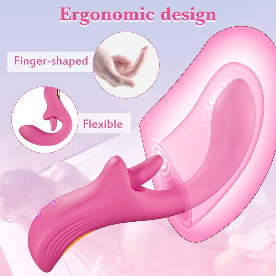 Womens Sex Toy Dildo Vibrator, G Spot Vibrator Lip Tongue Licker Rotating for female Clitoral Vagina Anal Sex, 5 Licking & Vibra