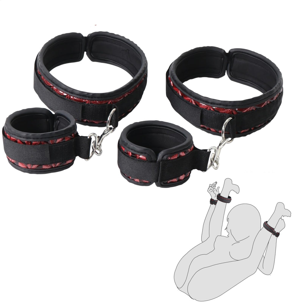 BDSM Restraints Wrist & Thigh Cuffs Sex Bondage, SM Adult Toys for Women with Adjustable Leg Straps Handcuffs for Couple Beginne