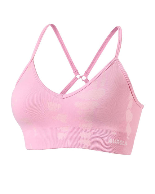 AUROLA Serpent Seamless Sports Bras for Women,Backless Padded Strappy Workout Gym Yoga Crop Tops,Sweet Pink,M