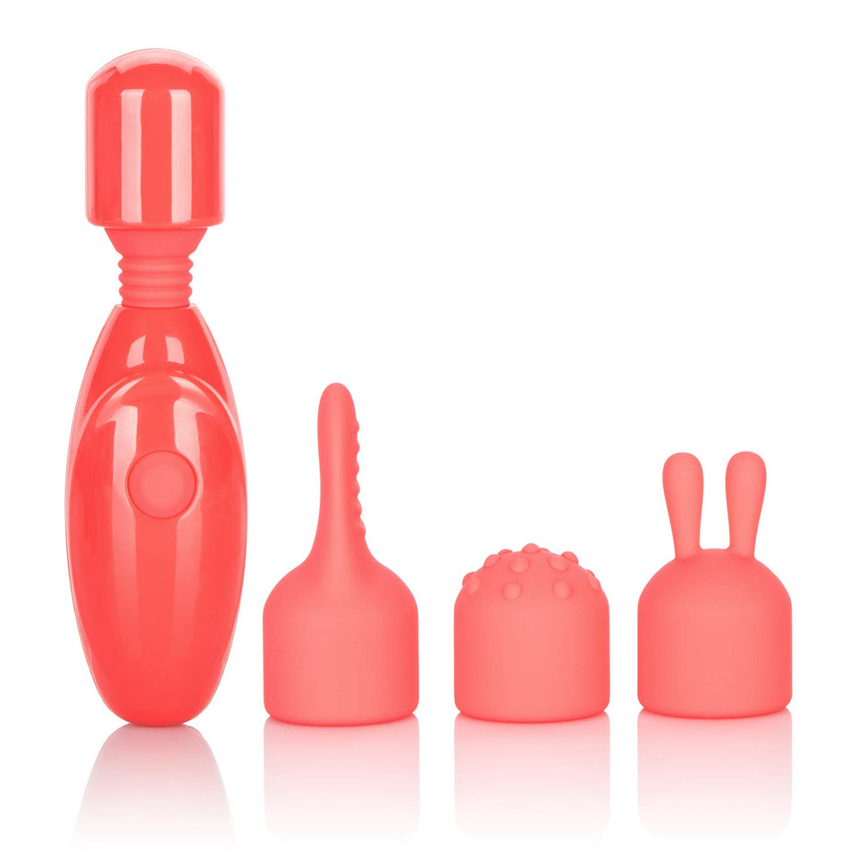 Calexotics Rechargeable Massager Kit, Powerful 3-Speeds Vibrator With 3 Silicone Pleasure Tips Orange Se-0062-60-2