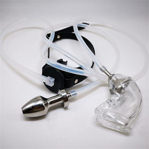 Metal Hollow Anal Plug Enema Soft Chastity Cage Chastity Lock Adjustable Mouth Plug Sm Set Adult Sex Toy