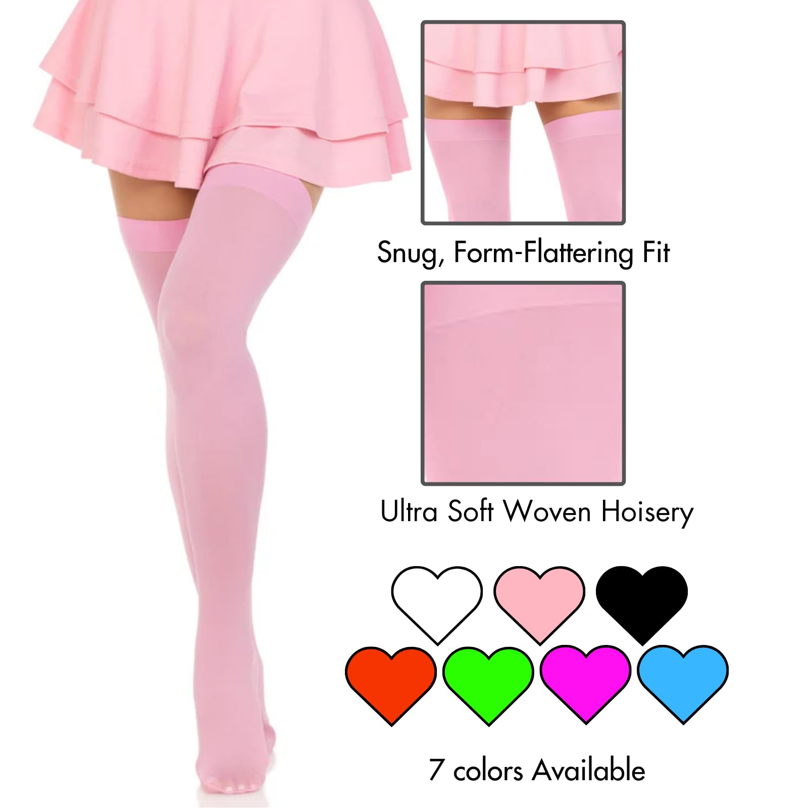 Leg Avenue Nylon Over The Knee, O/S, PINK