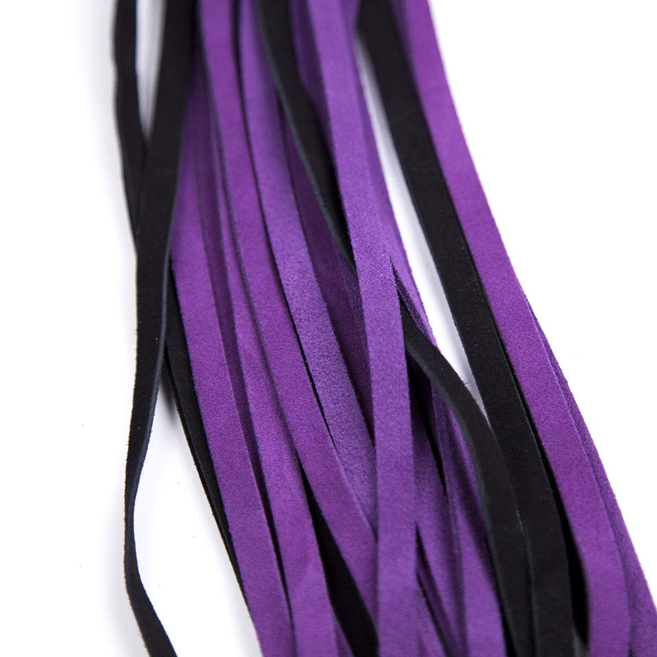 Premium Purple Leather Flogger for Couples - Deluxe BDSM Whip for Sensual Play, Erotic Exploration & Fetish Adventures - Adjusta