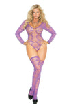 2 Piece Set Hexagon Teddy And Stockings - Purple - Queen Size