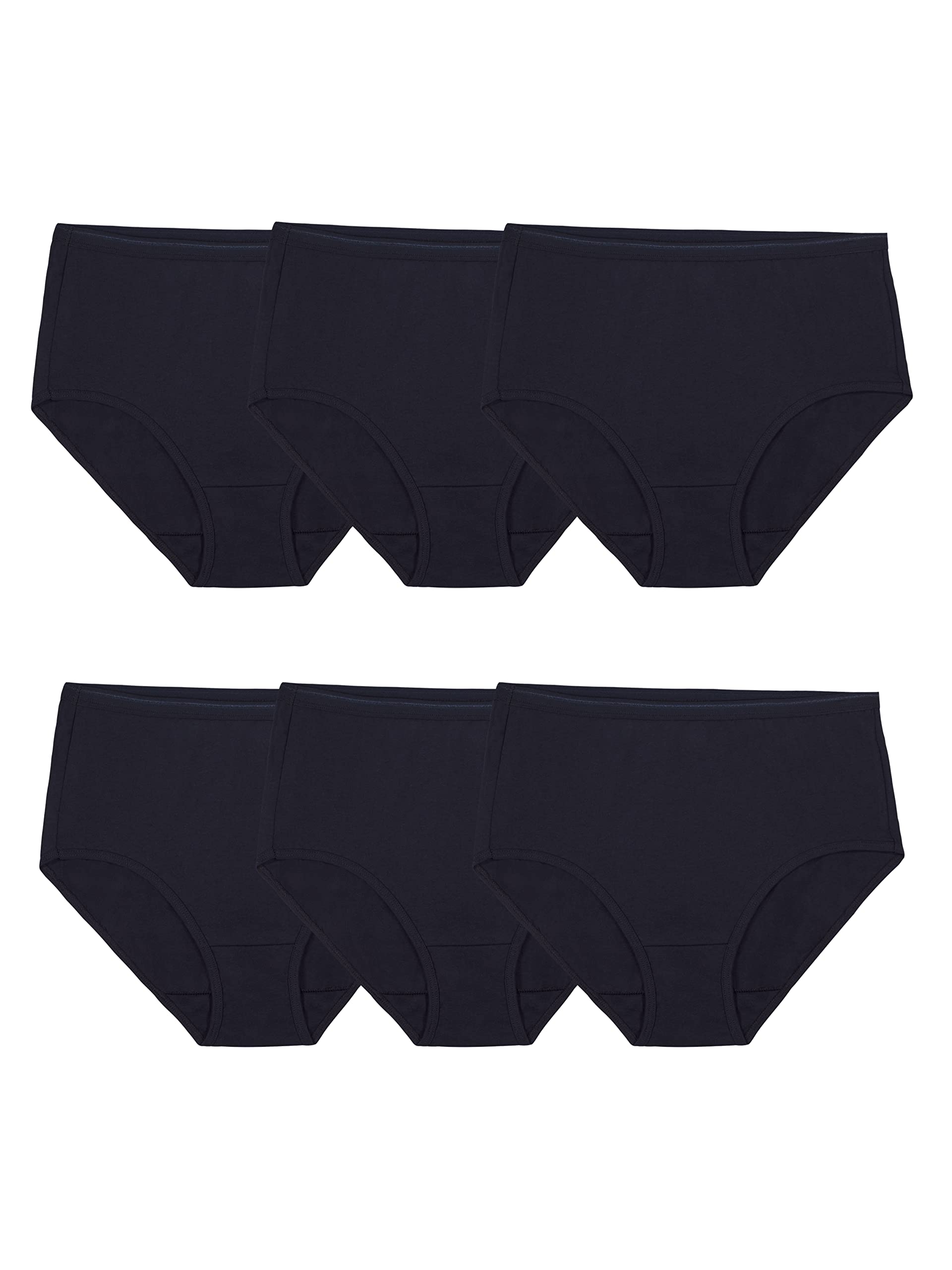 Fruit of The Loom Womens Underwear Cotton Brief Panty Multipack, Cotton Black, 3X-Large (10), Brief - 6 Pack - Black (6DBRBLA)