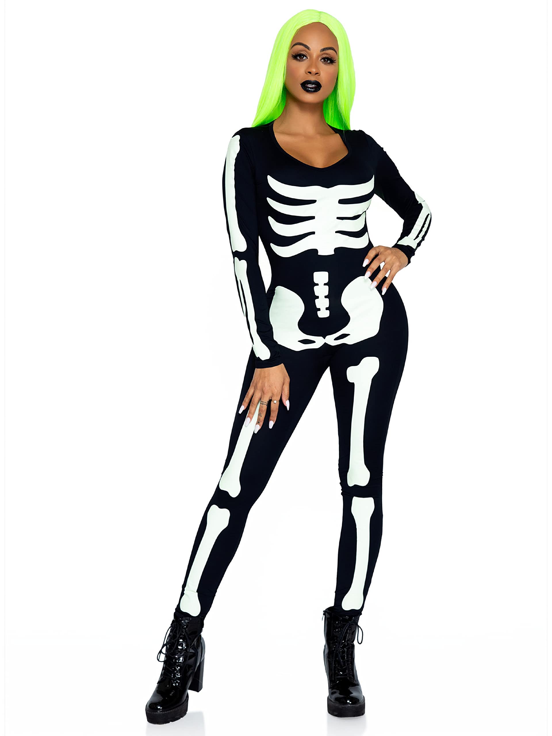 Leg Avenue Spandex Printed Glow-In-The-Da Blk/White Color