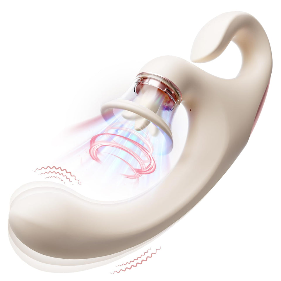 Bendable Clit Sucker Vibrator with Tongue Licking Stimulation, Rabbit Sucking Vibrators with 8 Vibrating & 3 Sucking Modes, Colo