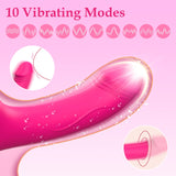 Strapless Strap-On Double-Ended Dildo with 10 Modes & Remote Control, Anti-Slip Silicone Realistic G-Spot Anal Dildo Vibrator Vi
