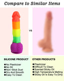 8.1 Inch Realistic Rainbow Dildo with Strong Suction Cap Base for Hands-Free Play, Ultra-Soft and Flexible Cock for G Spot Anal