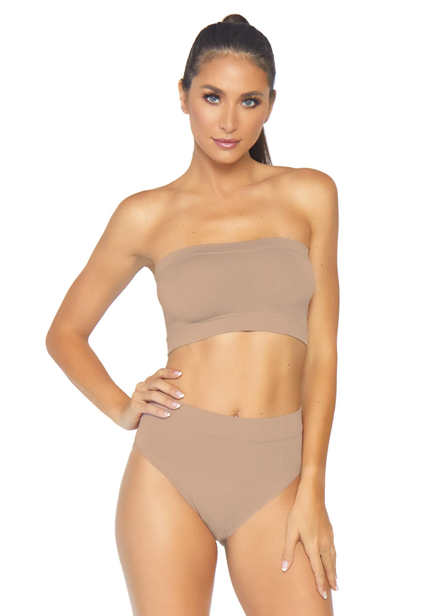 Leg Avenue 2 Pc Seamless Opaque Microfibe Nude Color