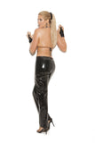 Elegant Moments Women'S Zip Front Vinyl Pants-Black-1X