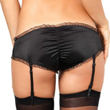 Rene Rofe Women'S Crotchless Pink Bows Panty And Garter 2 Pack, Black, Small/Medium