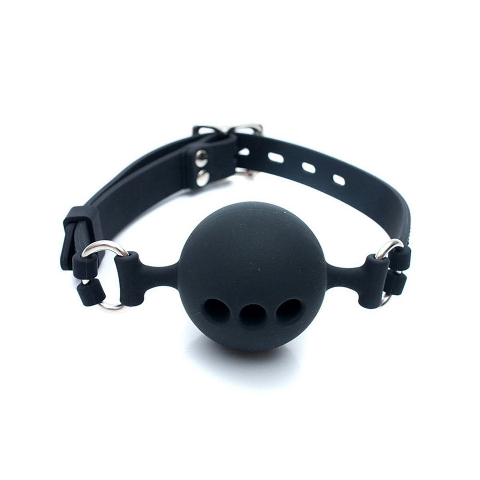 RYOZOCH Silicone Breathable Ball Gag for Adult Bondage Restraints Sex Play (Black, 1.7in Ball)