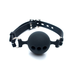 RYOZOCH Silicone Breathable Ball Gag for Adult Bondage Restraints Sex Play (Black, 1.9in Ball)