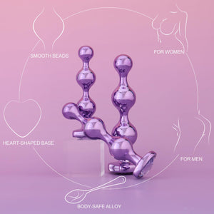 YOOMAI 3 Pcs Metal Anal Butt Plugs Adult Sex Toys,Alloy Butt Beads with Heart Shaped Base, Jewelry Design Anal Beads for Men Wom