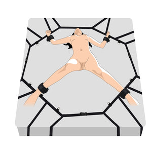Sex Bondage BDSM Kit Bed Restraints Set, Super Easy Install Sex Rope Adjustable Straps, Sex Toys with Handcuffs Ankle Cuff for A