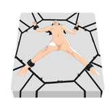 Sex Bondage BDSM Kit Bed Restraints Set, Super Easy Install Sex Rope Adjustable Straps, Sex Toys with Handcuffs Ankle Cuff for A