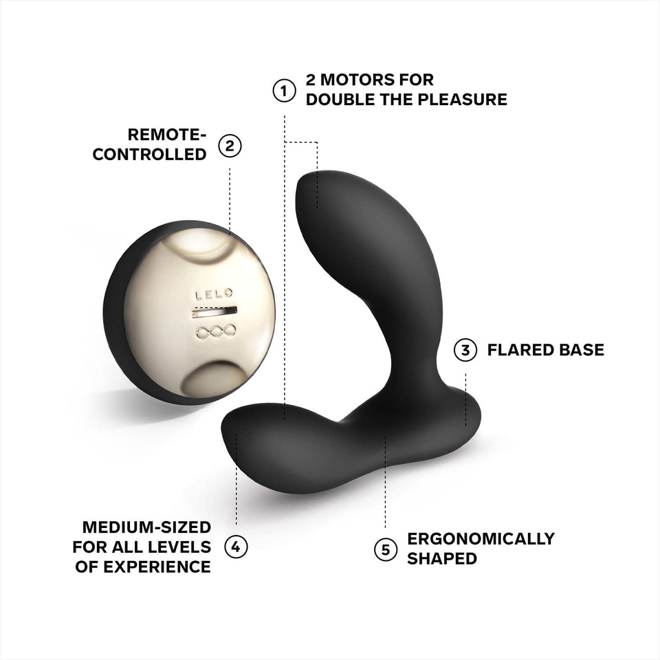 Lelo Hugo Prostate Massaging Butt Plug Sex Toy For Men Remote Controlled Vibrating Male Anal Sex Toys With Remote Control Vibrator, Black