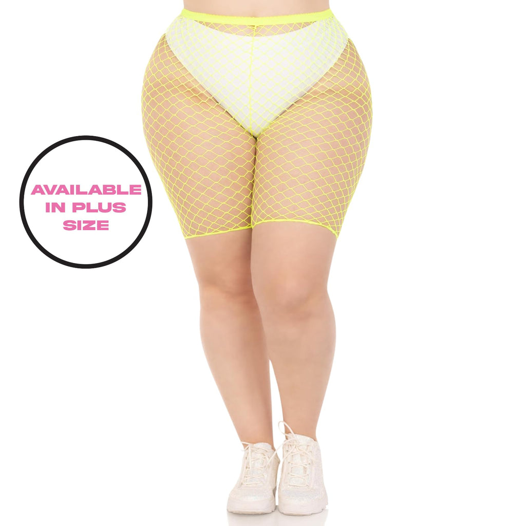 Industrial Net Biker Shorts. - 1X-2X / Neon Yello