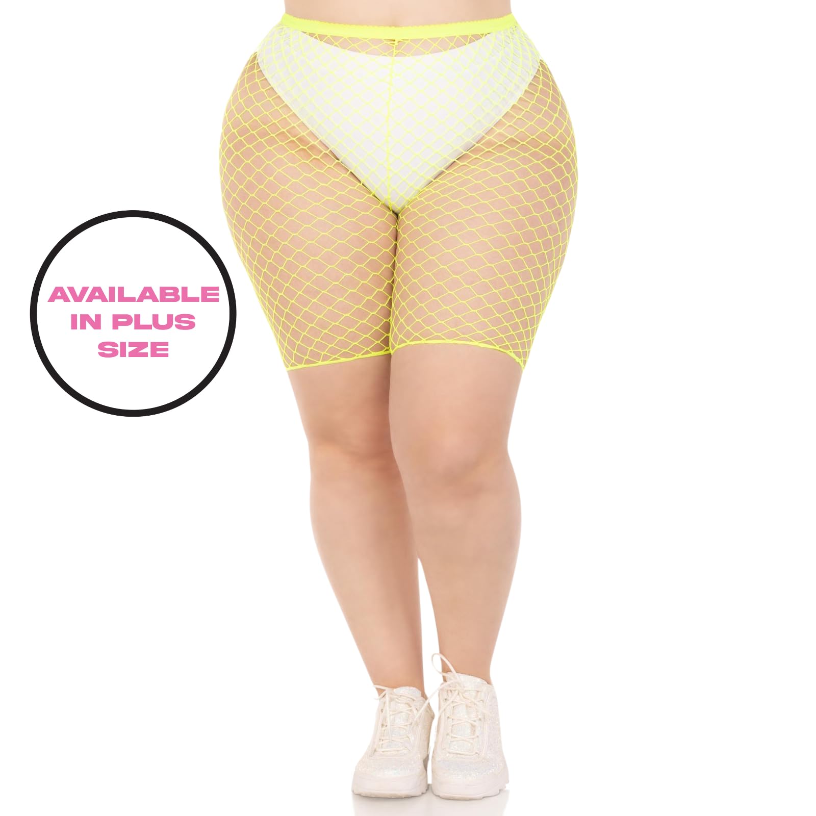 Industrial Net Biker Shorts. - 1X-2X / Neon Yello