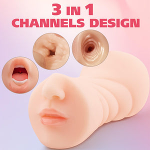 VOILTY 3 in 1 Male Masturbator, Realistic Sex Doll Male Masturbation Cup with 3D Textured Interior, Strong Suction Vagina Oral A