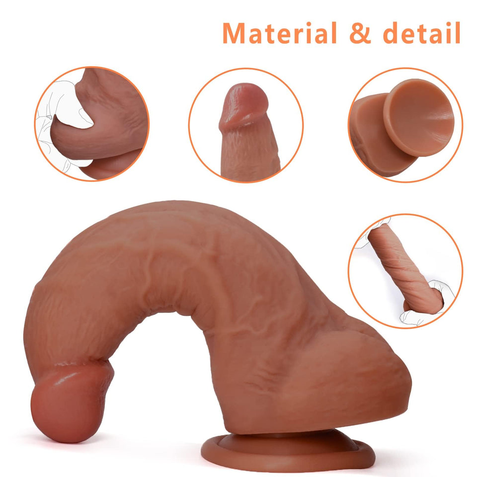 Sex Toy for Women 7 Inch Realistic Silicone Dildo,Body-Safe Material Strong Suction Cup Ultra Soft Lifelike Thick Anal Dildo for