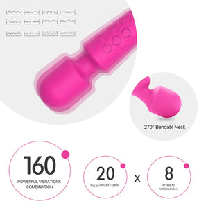 Female Vibrator, G-Spot & Sex Toy, 20 Modes & 8 Speeds Wand Massager, Quiet, Waterproof, USB Rechargeable Vibrator, Hand-Held Co