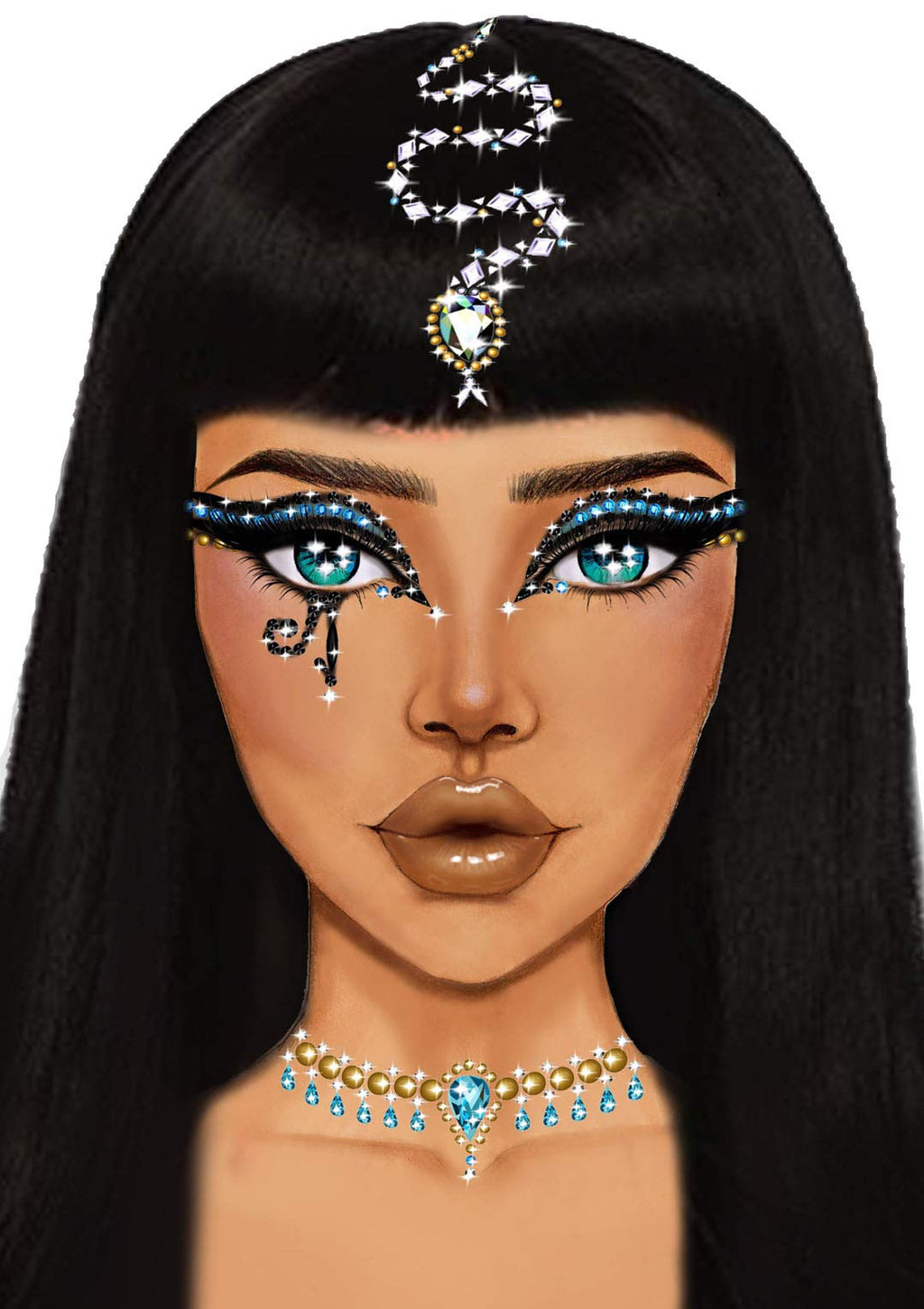 Cleopatra Adhesive Face Jewels - O/S / Multicolor