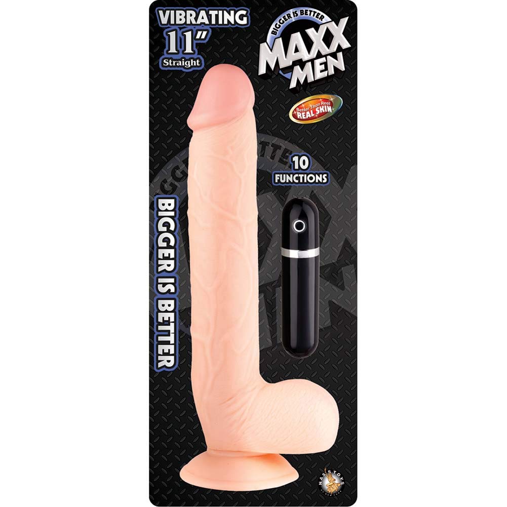 Nasstoys Maxx Men Vibrating Straight Flesh Dildo, 11 Inch